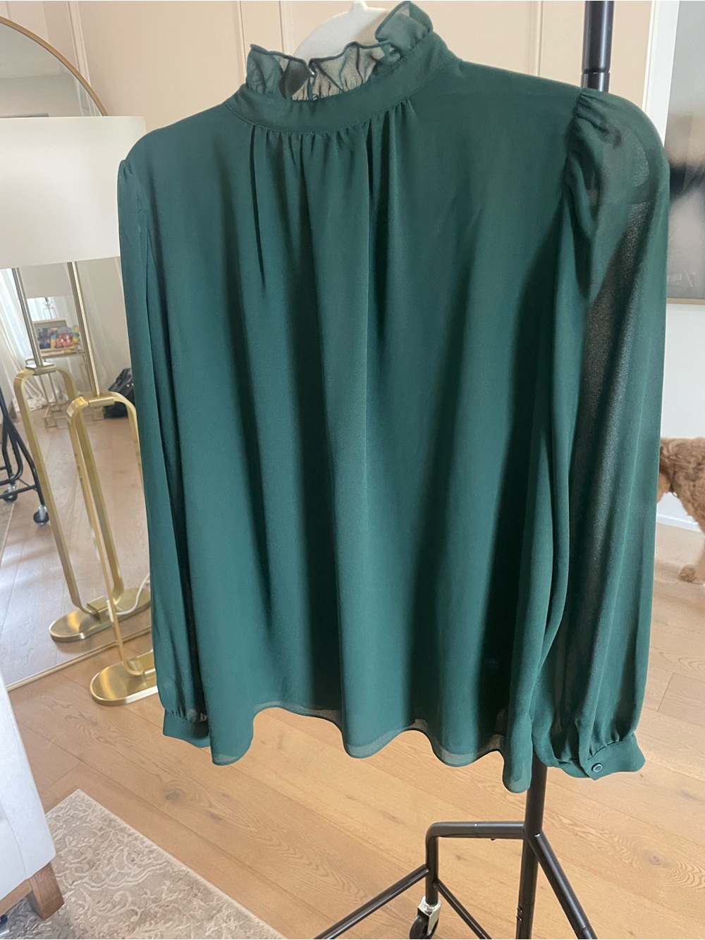 Babaton Forest Green Ruffle-Front Blouse - Picture 2 of 2